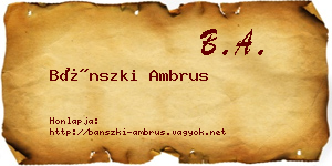 Bánszki Ambrus névjegykártya